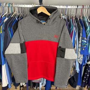 Kanu Surf Men's Colorblock Pullover Hoodie Gray Red Medium